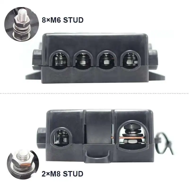 ماكس 150A 4 + 1 طريقة 8M5 MIDI 2M8 حافلة بار النحاس بطارية صغيرة تيار مستمر سيارة شفرة فيوز حامل كتلة