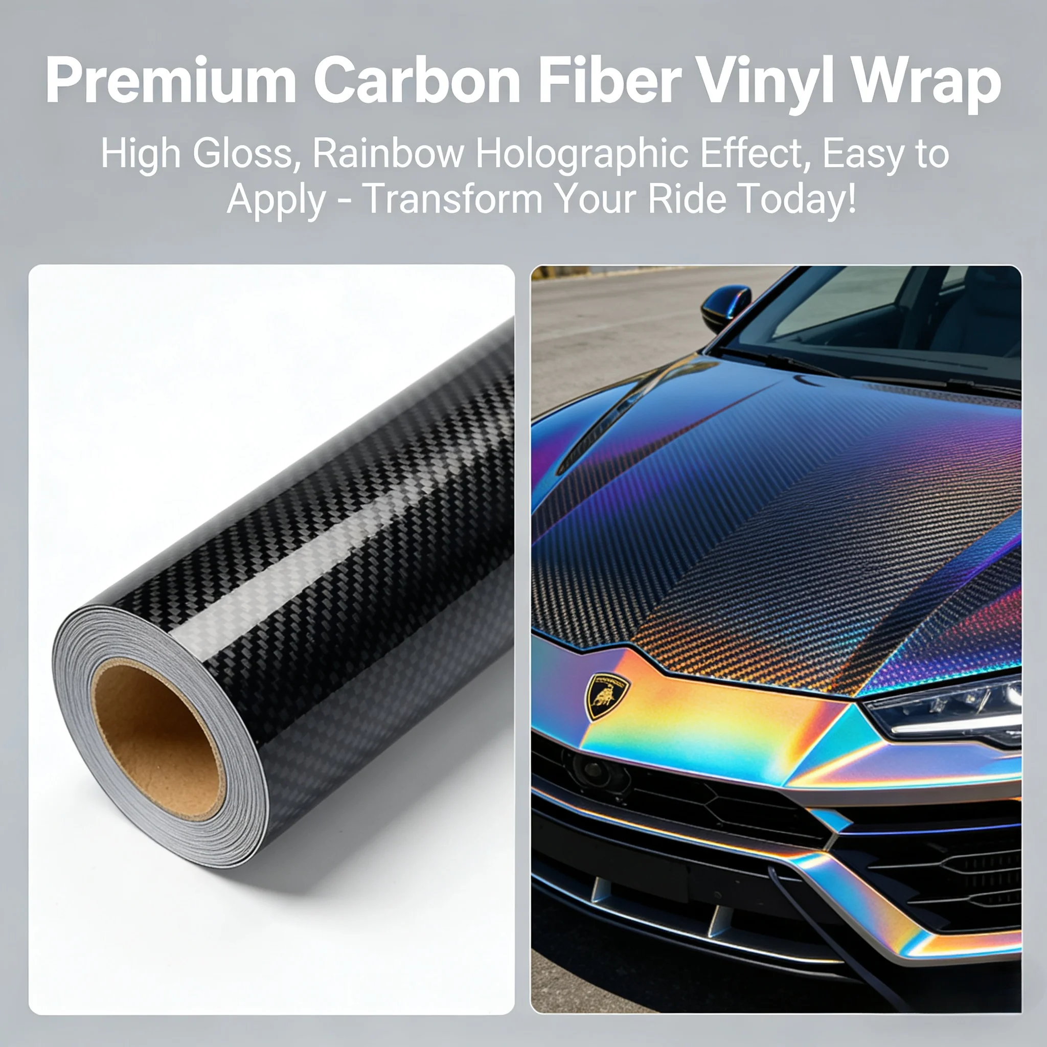 

High Gloss Colorful Laser Black Sticker Car Body Films Stickers on Car Wrap Vinyl Decals for Vehicle Carbon Fiber Sticker Decal