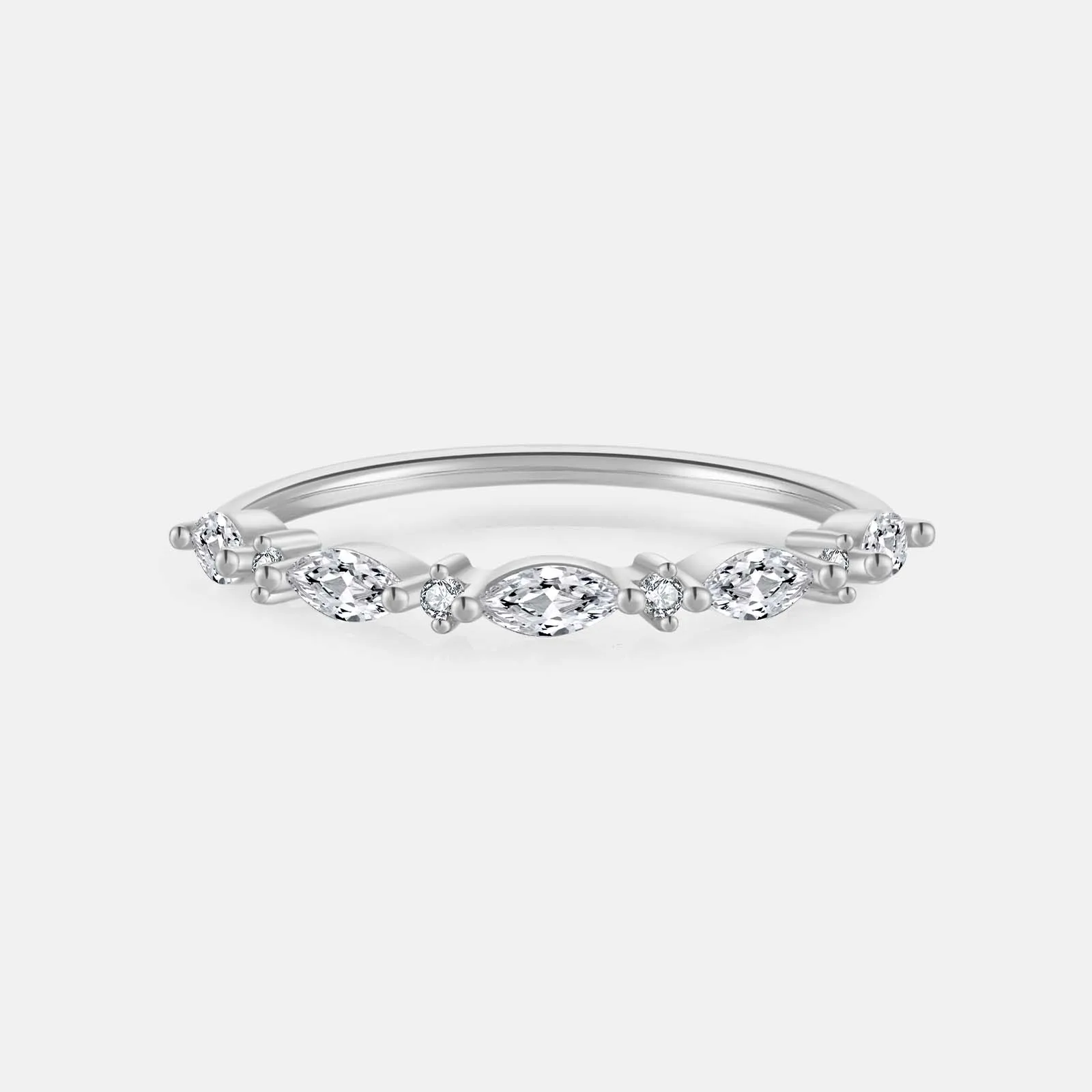 VEWANT Recyclable 925 Sterling Silver Marqulse Round Zircon CZ Alternating Women Ring Luxury Fine Jewelry 2023 Wedding Jewels