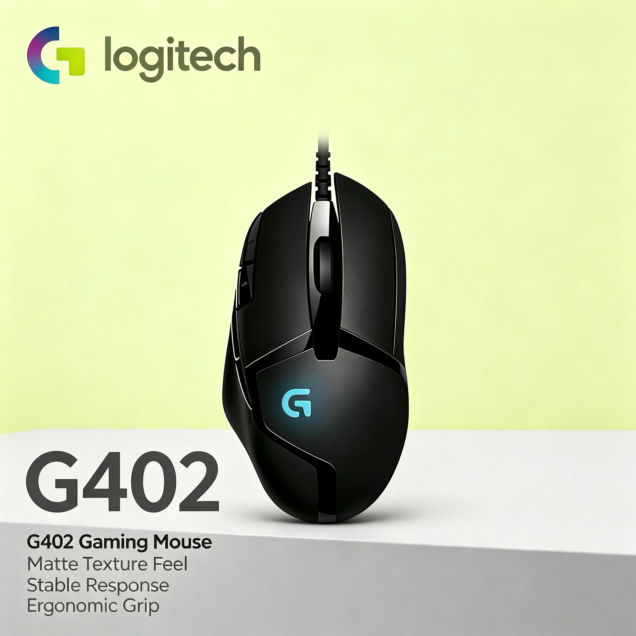 Logitech G402 Hyperion Fury Wired Gaming Mouse 4000 DPI Ergonomic RGB Game Mice for PC Laptop