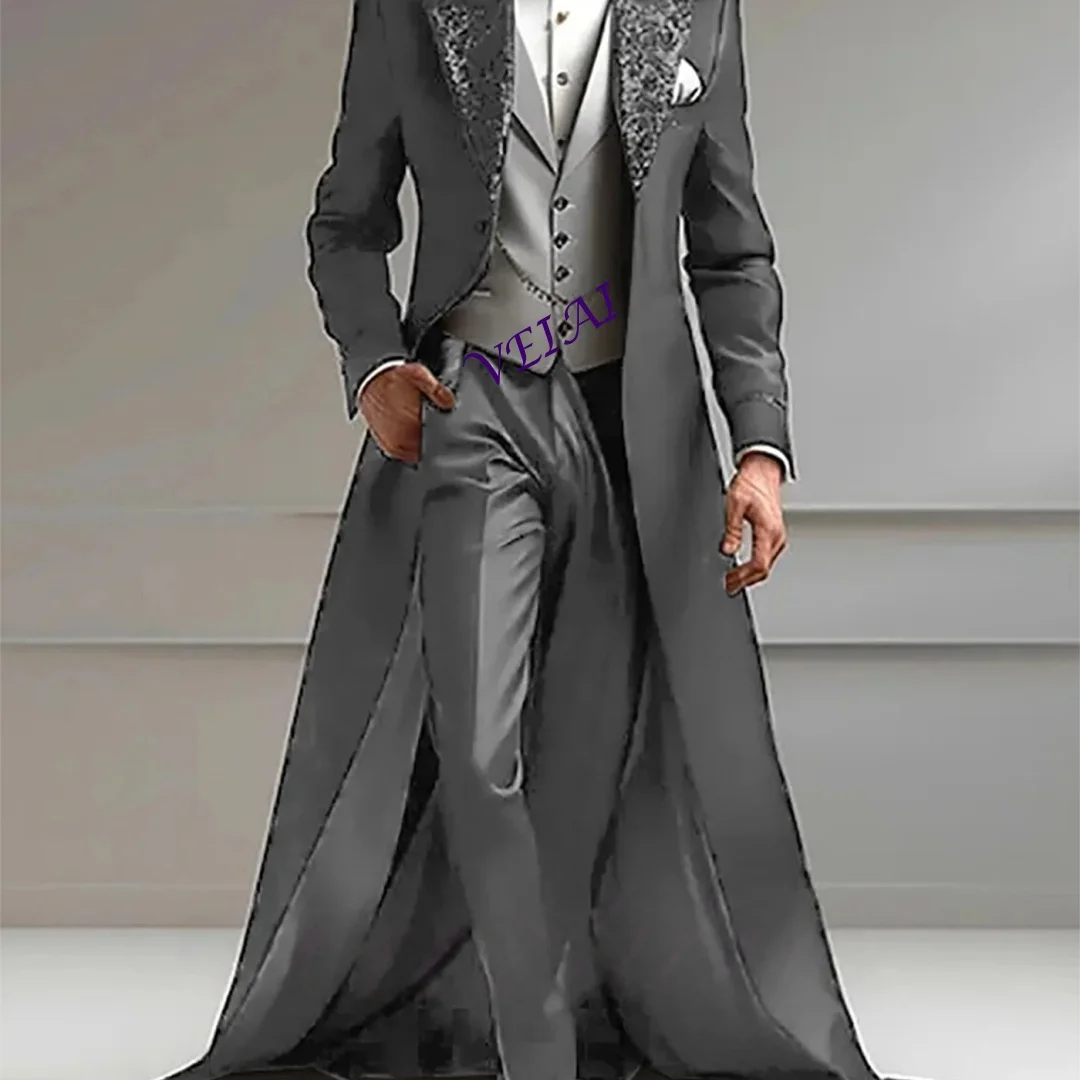 Luxury Black 2 Piece Men's Suit Regular Fit Jacket Pants Set for Wedding Banquet Prom Party Fashion Street Style Customizable