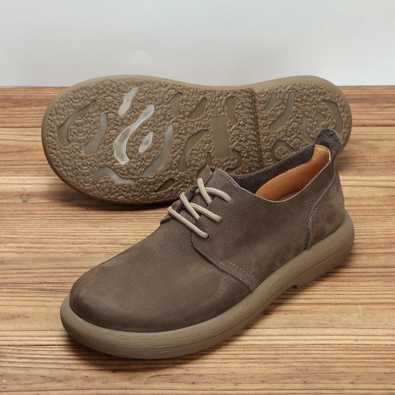 Summer New Casual Leather oes Men's Genuine Soft Leather Wide Head Thin Sle Retro Faion Match All Breathable Comfortable