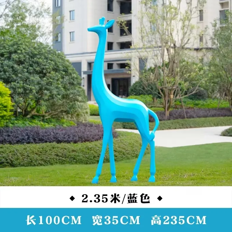 BJ-9 Grassland Community Small Landscape Decoration Abstract Geometric Large Giraffe Sculpture Ornament