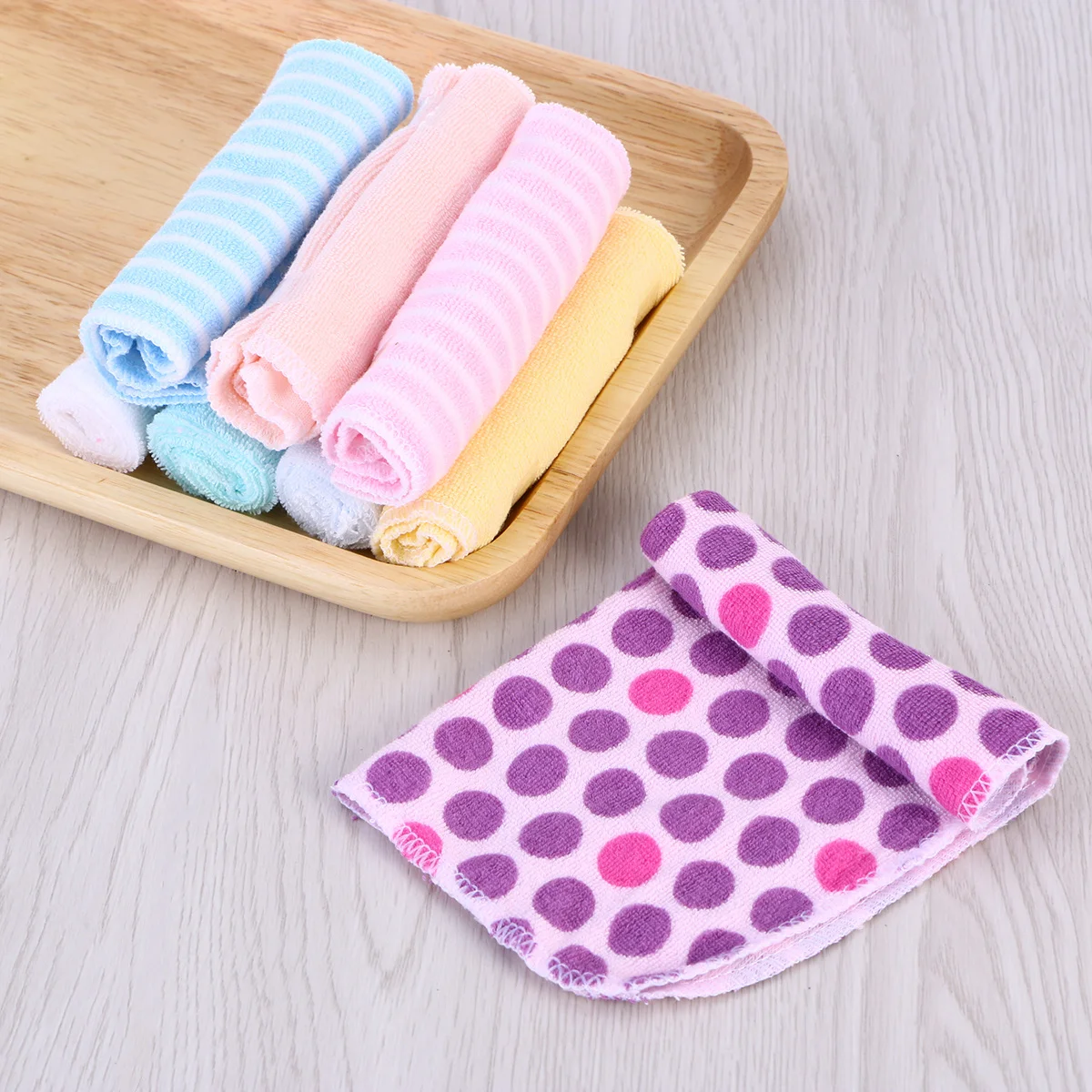 8 Buah Handuk Wajah Bayi Katun Lembut Pencuci Tangan Bayi Tisu Mandi Handuk Menyusui Warna Acak Mudah Menyerap