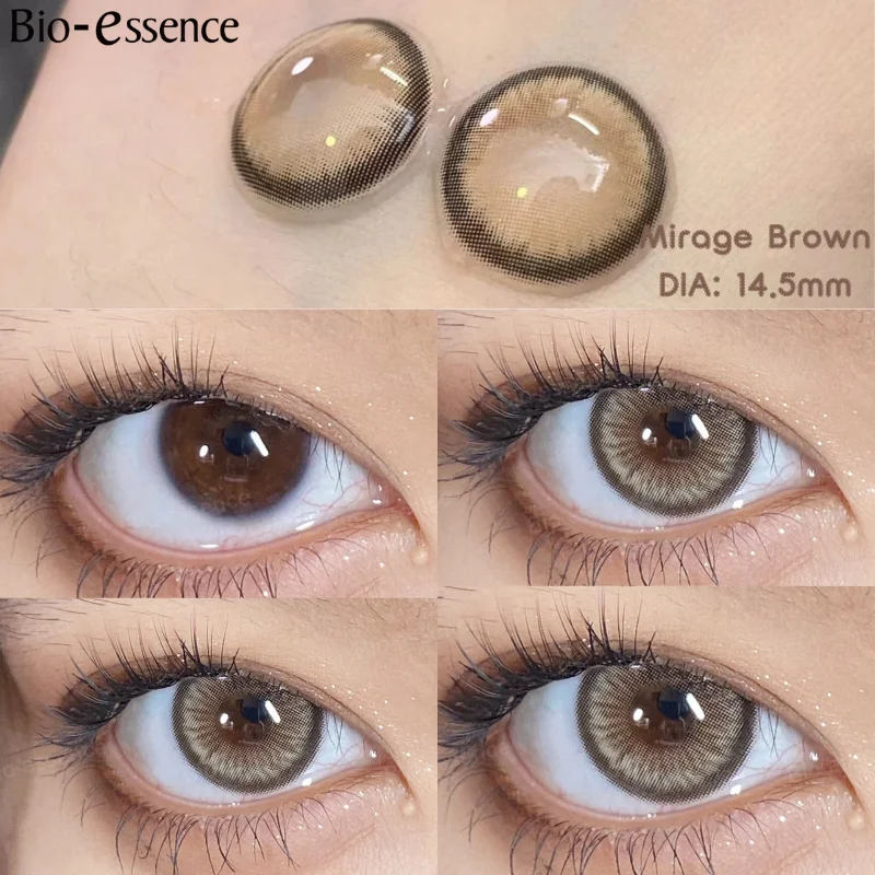 Bio-essence Colorcon lentes coreanas, lentillas de Color para ojos con prescripción para miopía, lentillas marrones para ojos, 1 par