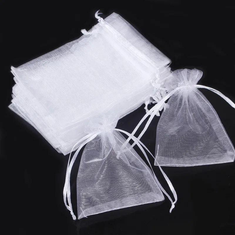 25pcs Transparent Organza Favor Bags Packaging Pocket Jewelry Candy Drawstring Mesh Pouch Birthday Wedding Party Small Gift Bag