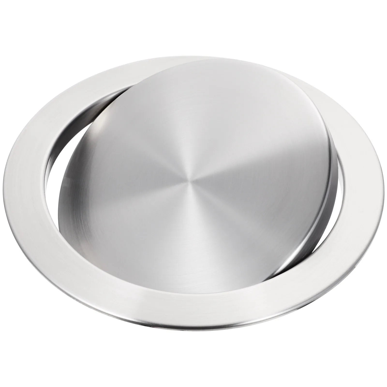 Stainless Steel Built in Flap Trash Can Lid Recessed Garbage Lid for Cabinet Kitchen Waste Bin Replacement Cover
