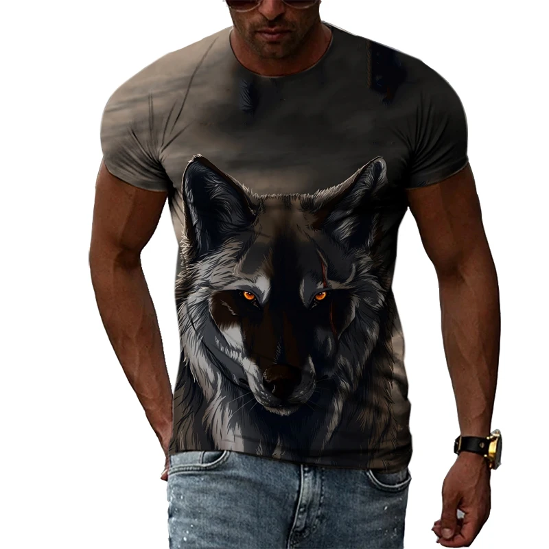 Summer New 3D Cool Style Animal Wolf graphic t shirts For Men Fashion Casual Hip Hop Printing short sleeve t-shirts streetwear