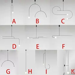 Nordic Minimalist Line Glass Pendant Lamp Modern Iron Geometric Bedroom Bedside Shop Bar Led Chandelier Suspendu Home Decor