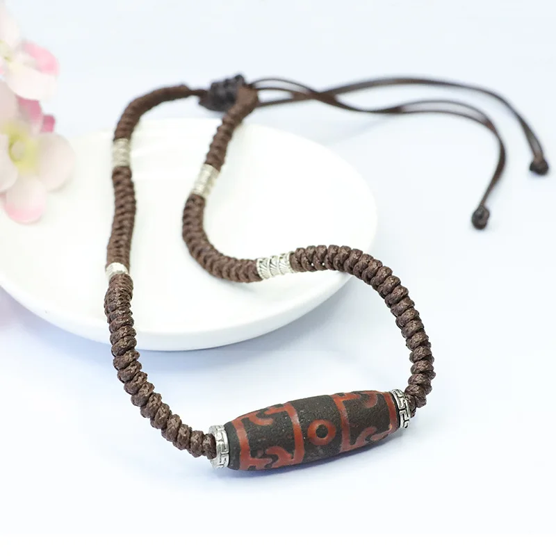 

Ожерелье из агата с девятью глазами дзи, подвесная цепочка, ювелирные изделия в тибетском этническом стиле