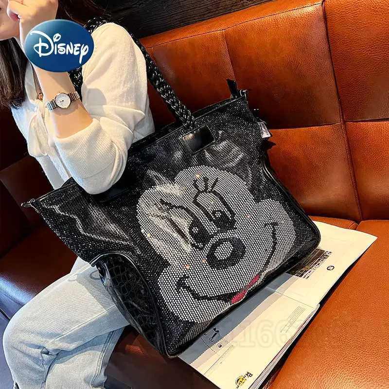 Disney Minnie neue Damen handtasche Cartoon Mode Damen Umhängetasche Luxusmarke Diamant Einbettung Damen Tasche große Kapazität