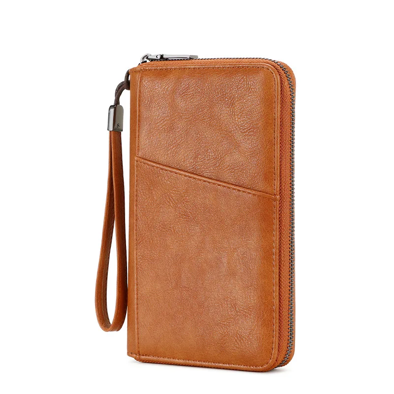 Western RFID Blocking Long Women Passport Case Multifunctional Plane Ticket Storage Wallet for mens