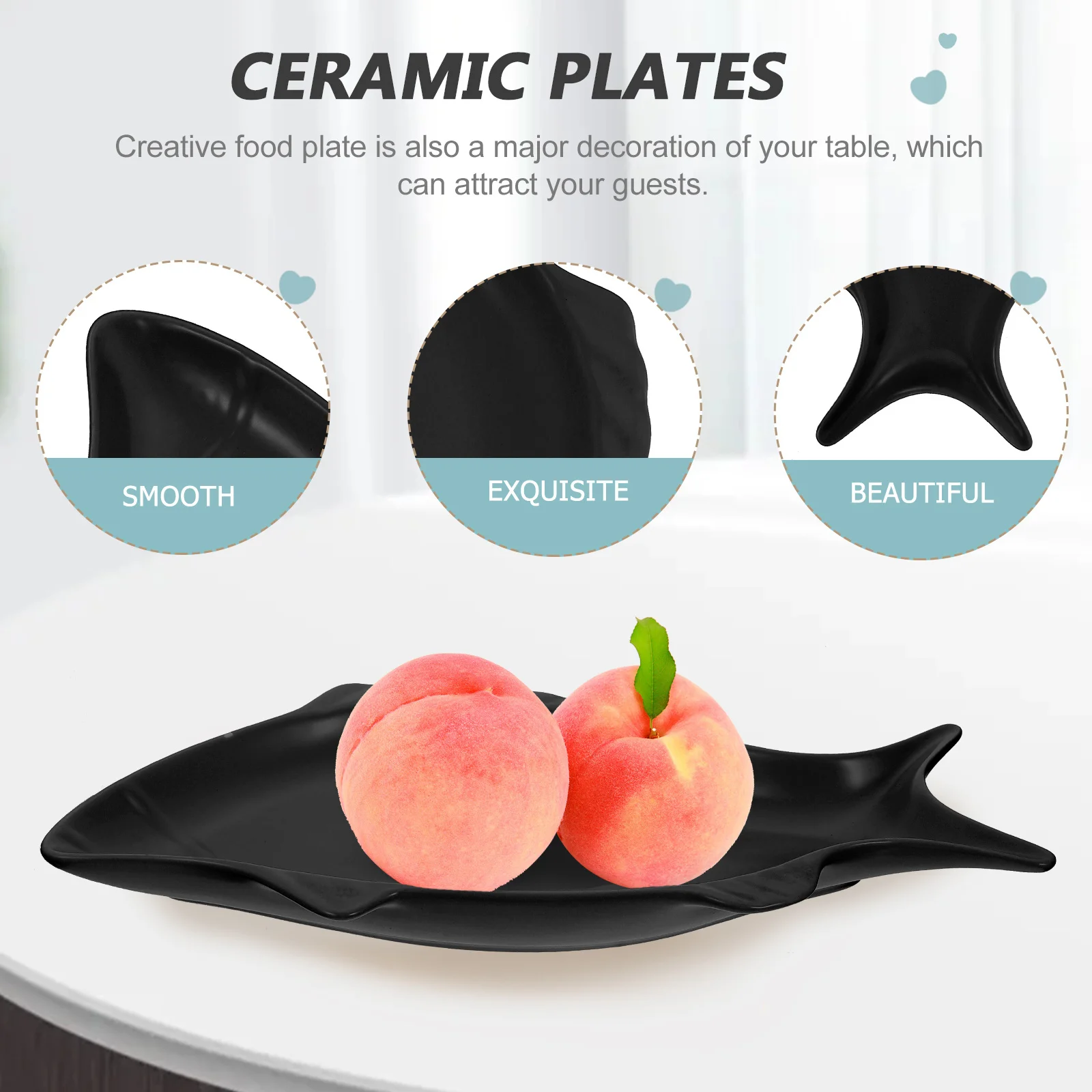 

Ceramic Fish Plate Premium Serving Tray for Food Storage Snacks Cakes Chinese Style Dessert Portable Holder Compact Easy Clean