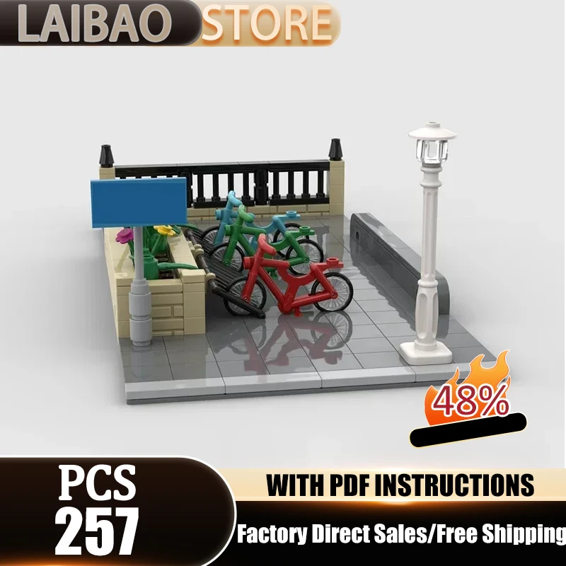 

Street View Model Moc Building Blocks Modular Bicycle Stand Model Technology Modular Brick DIY Assembly Construction Toy Gifts
