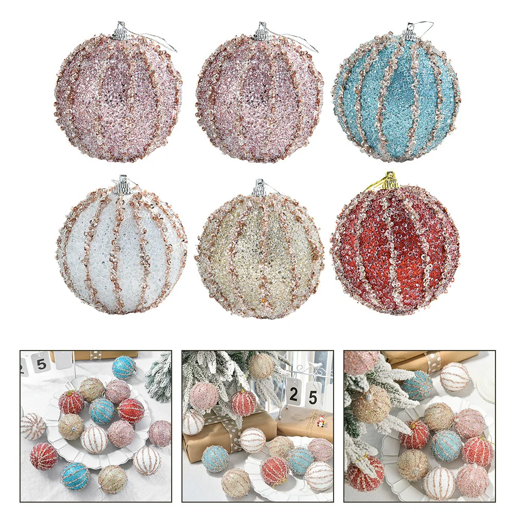 

6Pcs Christmas Ball Ornaments Red Xmas Tree Hanging Decorations for Holiday Party Home Decoration Supplies Xmas Party Ornament