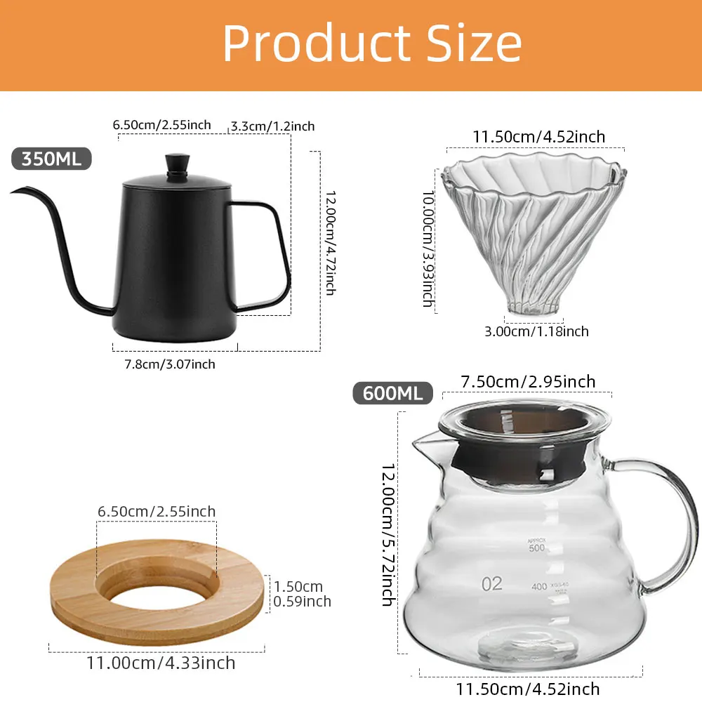 Glass Coffee Pot Set Sharing Pot Filter Free Paper Filter Cloud Pot American Drip Pot Reusable Coffee Utensils