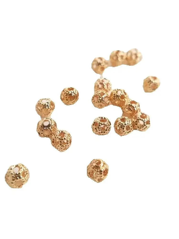 

14K plated gold Bead color preservation hollow bead floret ball loose bead DIY hand - made first accessory material