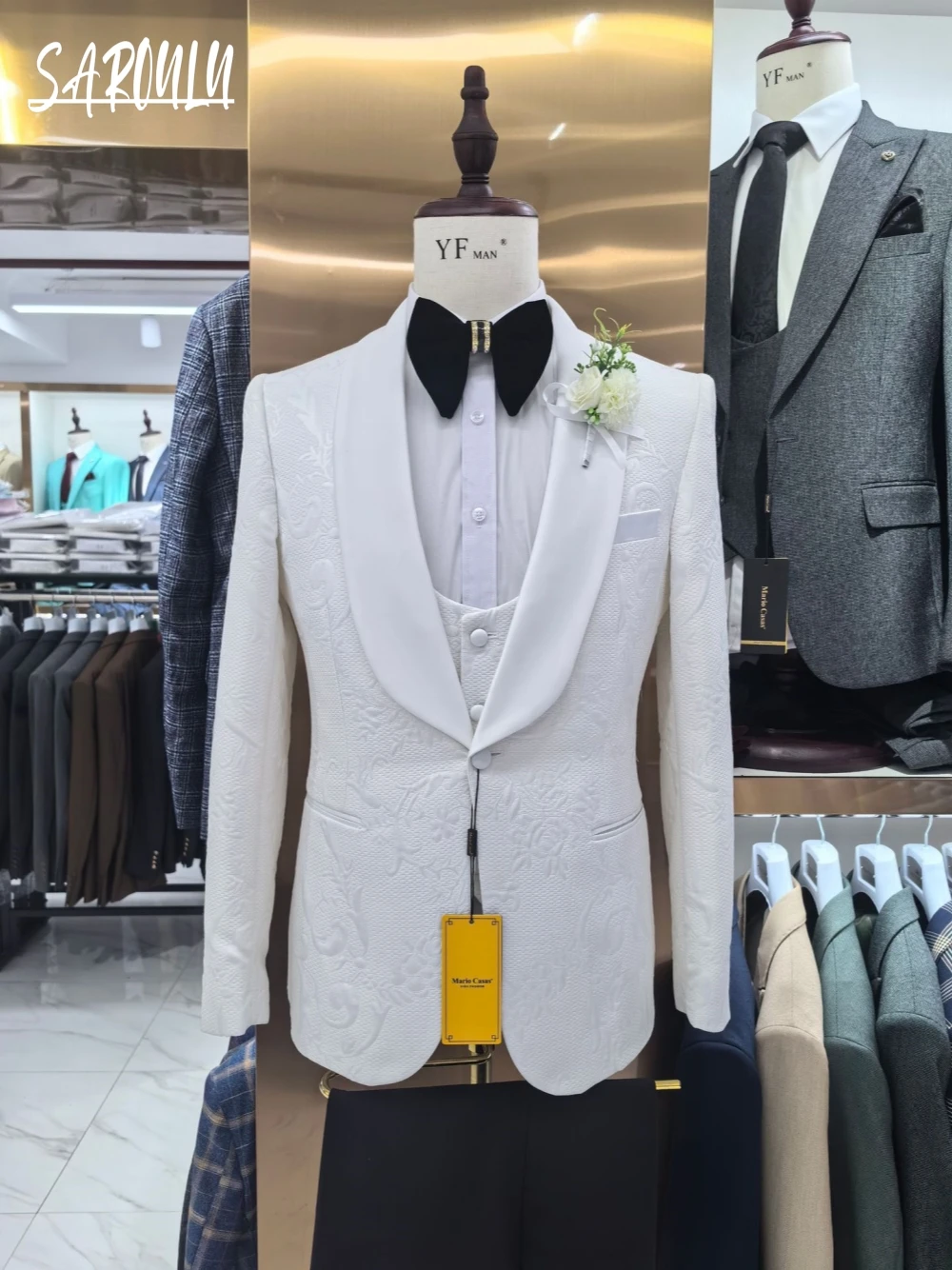 Classy White Wedding Set Hot Sale Shawl Lapel Men Suit Vogue 2025 Customized High Quality Handsome 3-pieces Party Groom Wear