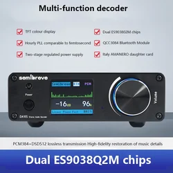 Digital Audio Decoder Dual ES9038Q2M DAC QCC3084 Bluetooth 5.4 DSD512 384KHz 32BIT Lossless HIFI Decoder RGB LDE Light Effect