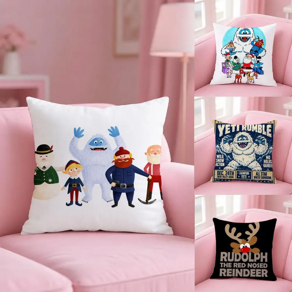 Rudolph the Red Nosed Reindeer Cushion Cover Soft Plush Pillowcase Double Side Cozy Cushion Cover Aesthetic Sofa Home Decor Gift