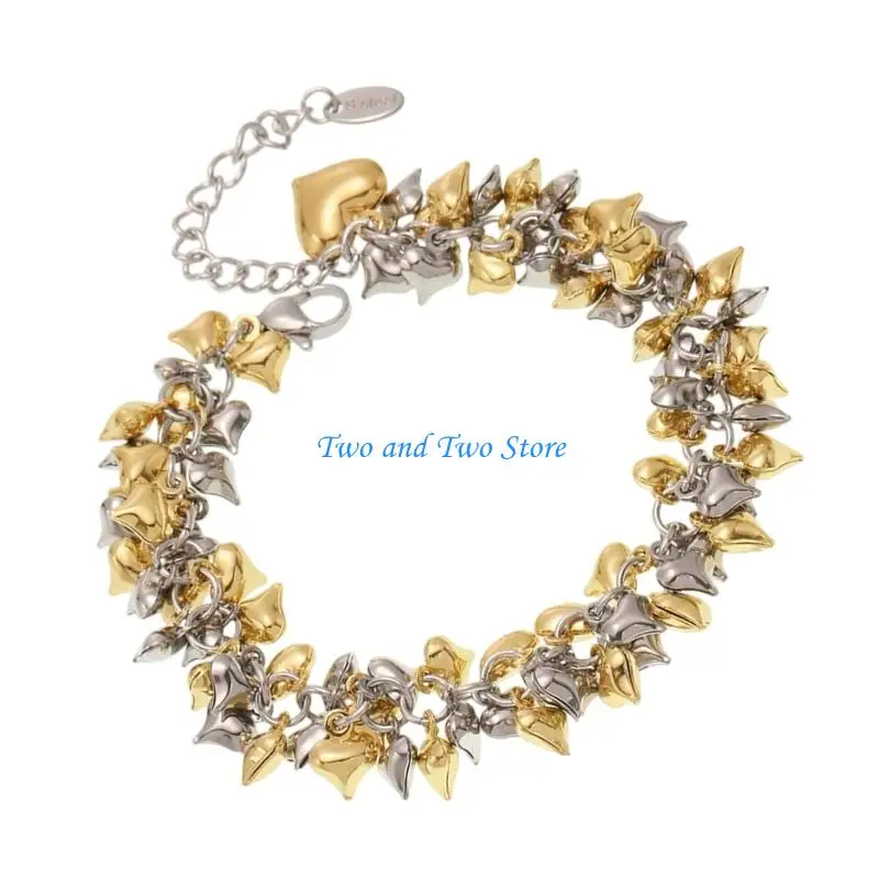 

HX6F Minimalist Heart Design Adjustable Bangle Stainless Steel Everyday Wear