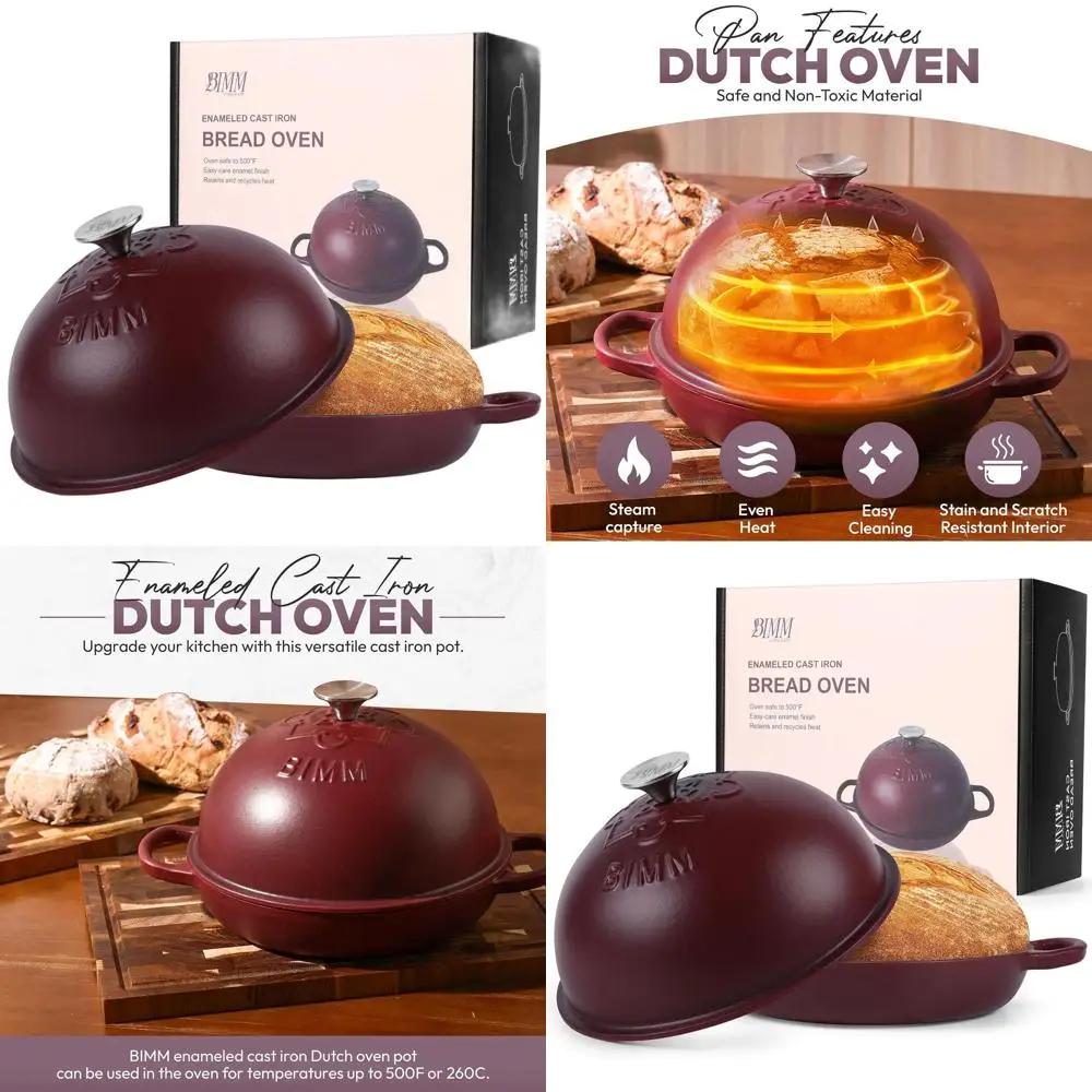 

Enameled Cast Iron Dutch Oven with Lid for Sourdough Baking - Versatile Oven with Non-Stick Coating, Matte Finish, Elegant Patte