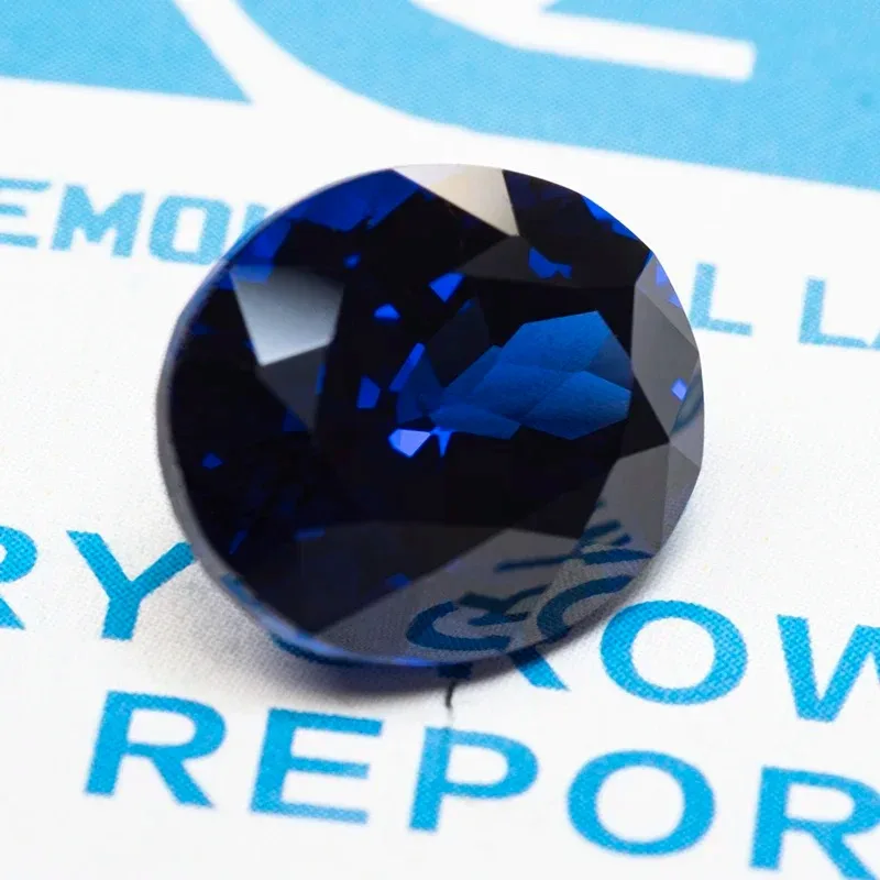 Lab Grown Sapphire Oval Cut Royal Blue Color DIY Charms Jewelry Making Ring Necklace Earrings Main Materials Select Certificate