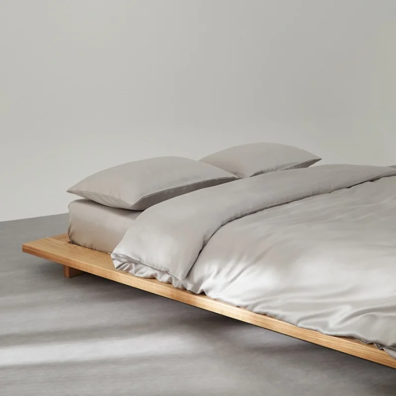 الفراش المنزلي ، 1 قطعة غطاء لحاف أو 1 قطعة ورقة جاهزة أو 2 قطعة المخدة ، فاخر حريري رمادي فاتح بياضات ناعمة قابلة للتنفس انخفاض الشحن