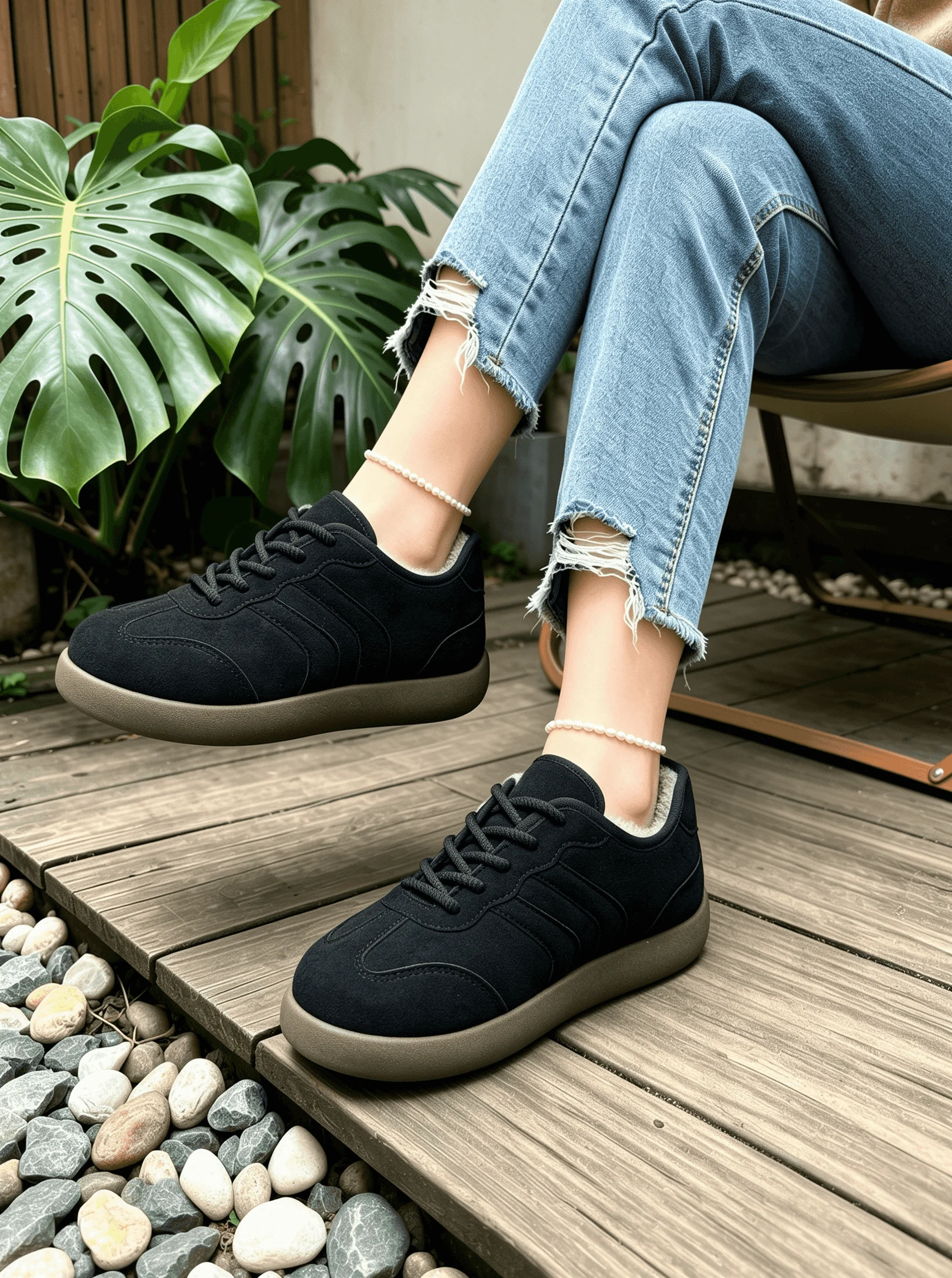 Damen-Winterstiefeletten mit Plüschfutter, verstellbaren Schnürsenkeln, flachem Absatz, warmem und weichem Innenfutter, bequeme Stiefel für Damen. – Detail 11