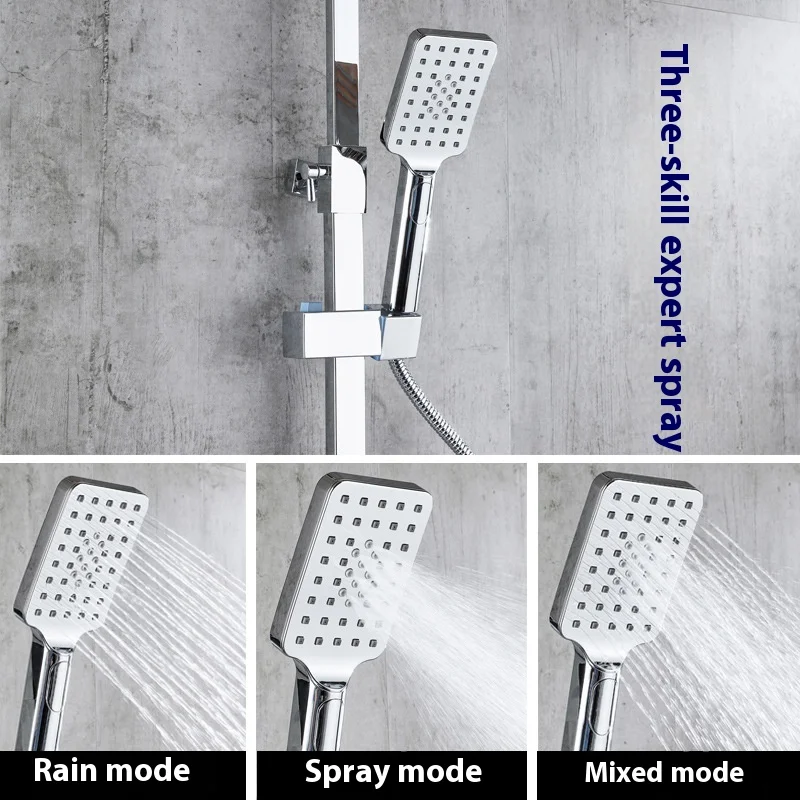 Set doccia in ottone con display digitale a LED argento di lusso Set doccia con 4 chiavi Rubinetti Miscelatori Set doccia Miscelatore doccia termostatico