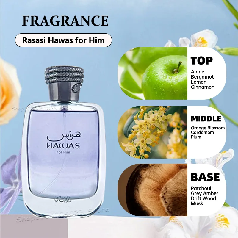 100 ml RASASI Hawas Fire EDP-Spray, langlebiges arabisches Parfüm für Männer mit einer feurigen Essenz, Parfüm der Nahen Ostenmarke