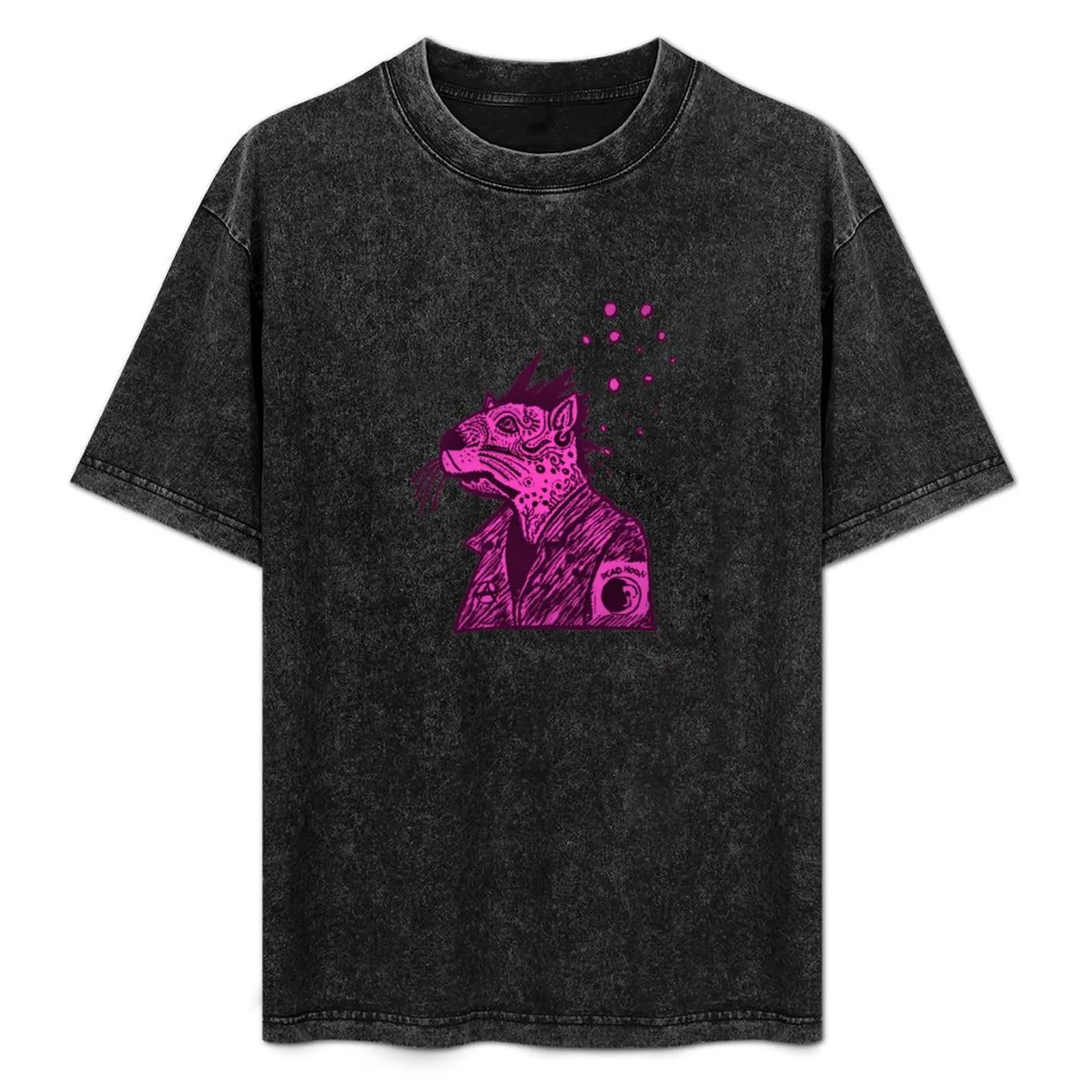 

Smoking punk rat Dead Moon T-Shirt Trendy Print Short Sleeve T-Shirt