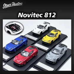 SH Little Toy 1:64 Novitec 812 N Largo Hood Grey Yellow Opened Diecast Diorama Car Model Collection Stance Hunters