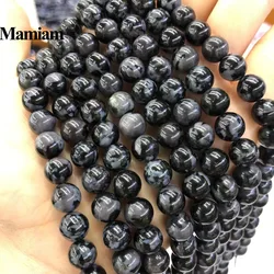 Mamiam Natural A Indigo Gabbro Beads Smooth Loose Round Stone Diy Bracelet Necklace Jewelry Making Gemstone Design