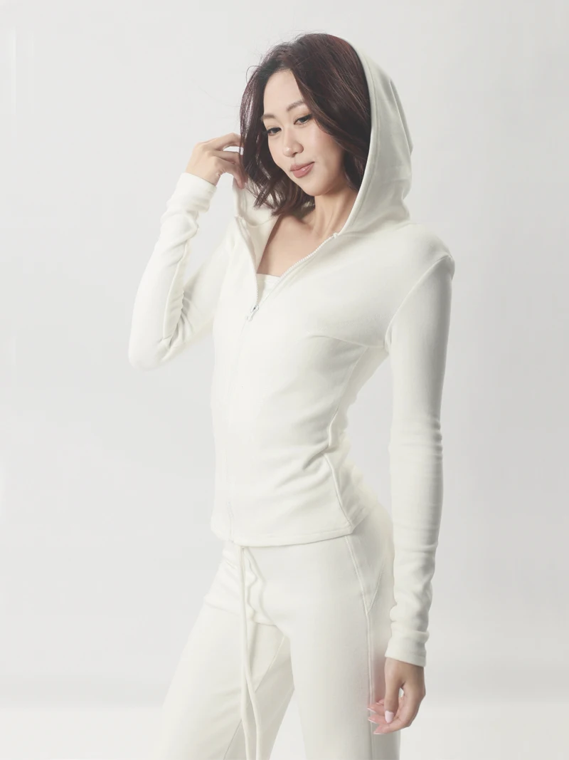 Women's Light Weight Fleece Zip Through Hoodie And Fleece Flare Joggers Co-ord Tracksuit
