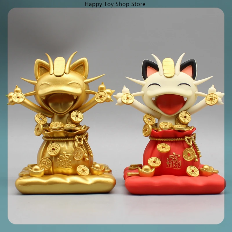 

13cm Meowth Sprinkle Gold Coins Pokemon Anime Figure Model Gk Statue Boys Collection Desktop Decoration Ornament Cute Toys Gifts