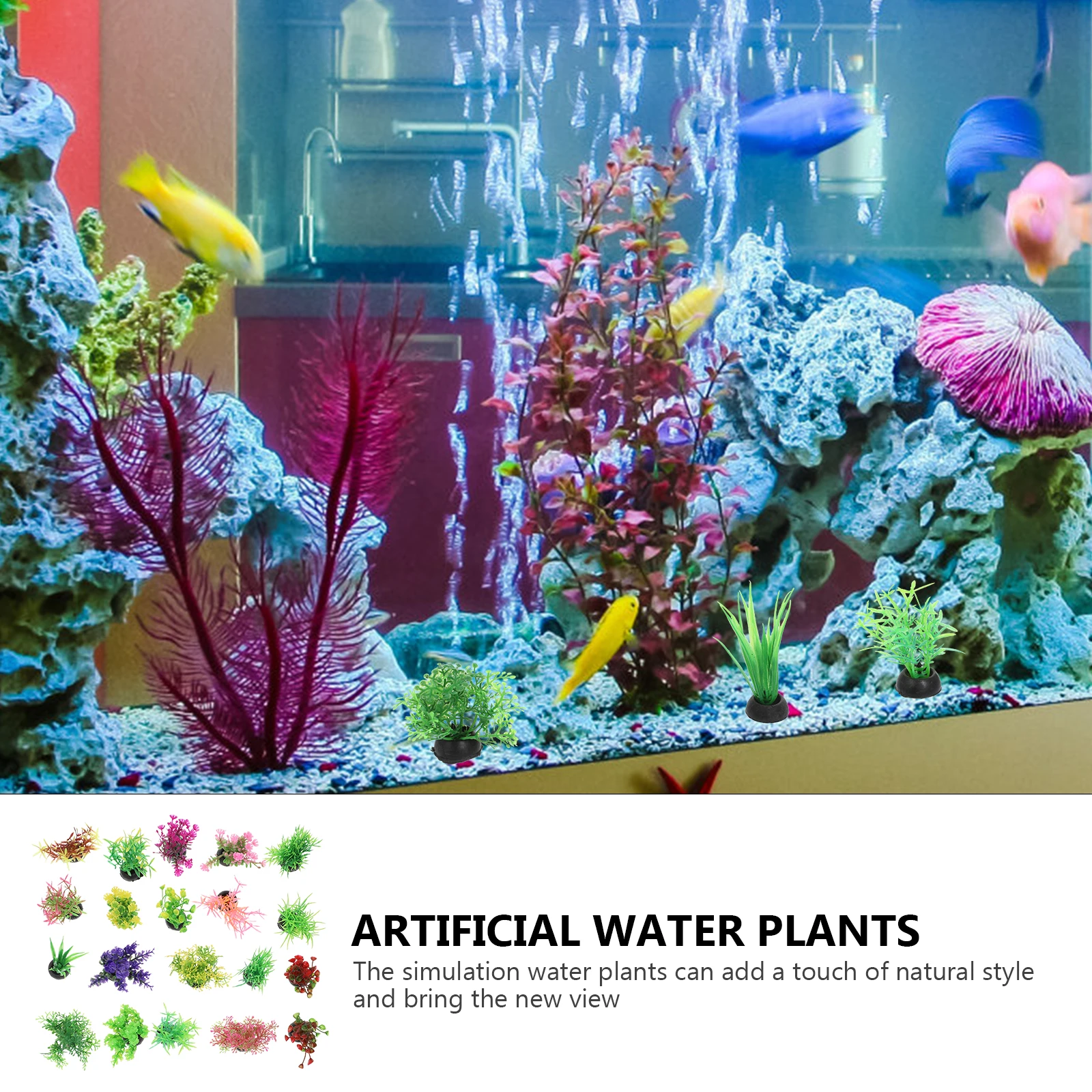 

20pcs Simulation Plastic Aquatic Decor Aquarium Adornment Artificial Environment- Tank Supplies Microlandscape