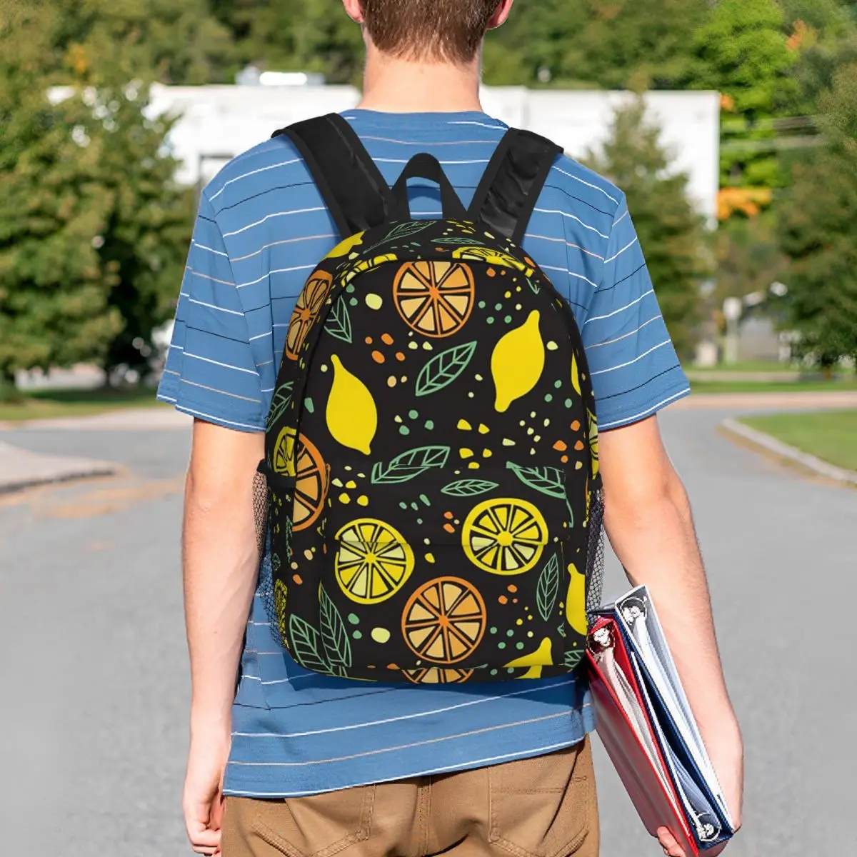 

Colorful Lemon Pieces Pattern Backpack Student BookBag Children School Bag Laptop Shoulder Bags for Men Women