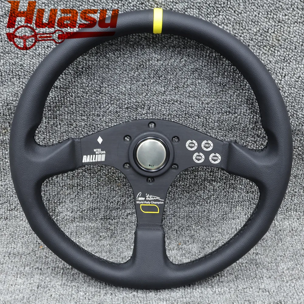Racing Steering Wheel White Leather 14inch 350mm Car Sports Steering Wheel 70mm PCD Flat For Honda
