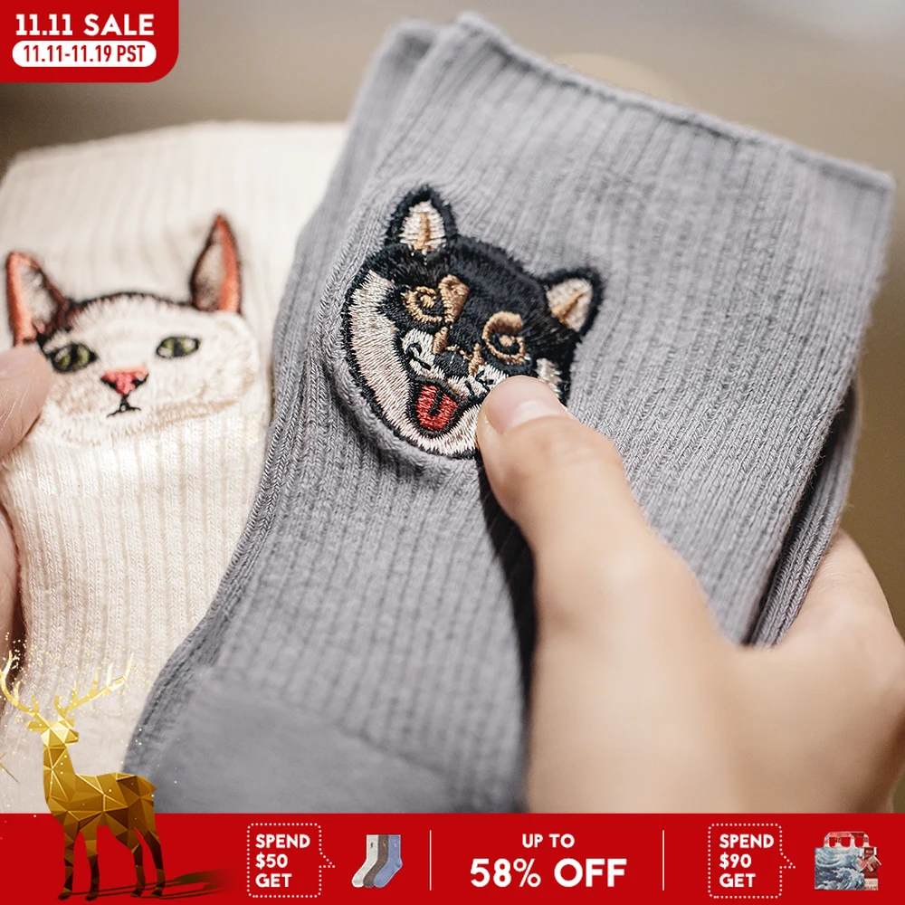 

Носки Maden 3 пары, повседневные трикотажные благословения для кошек и собак, удобные дышащие, впитывающие пот, до середины икры