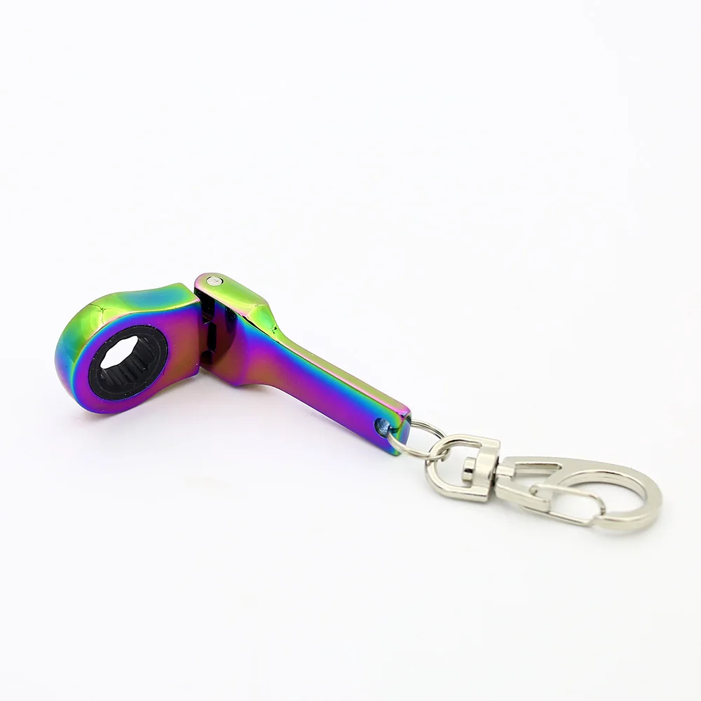 10mm Flexible Ratchet Wrench Mini Shaped JDM Metal Racing Keychain Key Chain Ring Keyring 1PCS