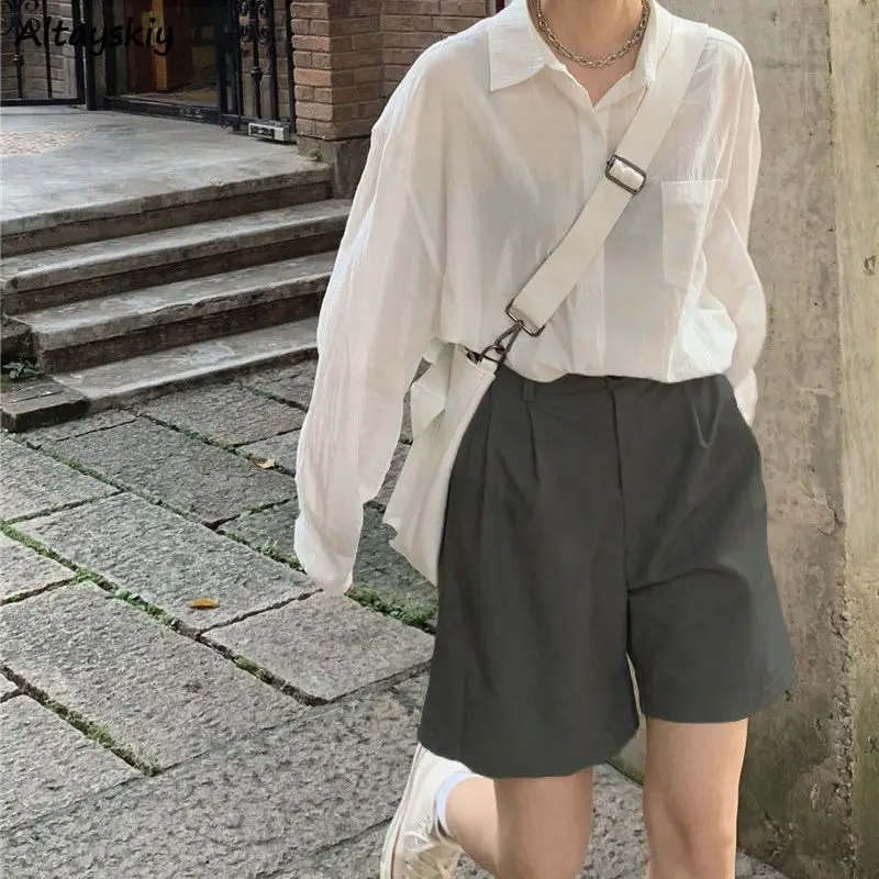 

Shorts Women S-4XL Loose Fashion All-match Solid Summer High Waist Wide Leg BF Simple Basic Ulzzang Young College Casual Student