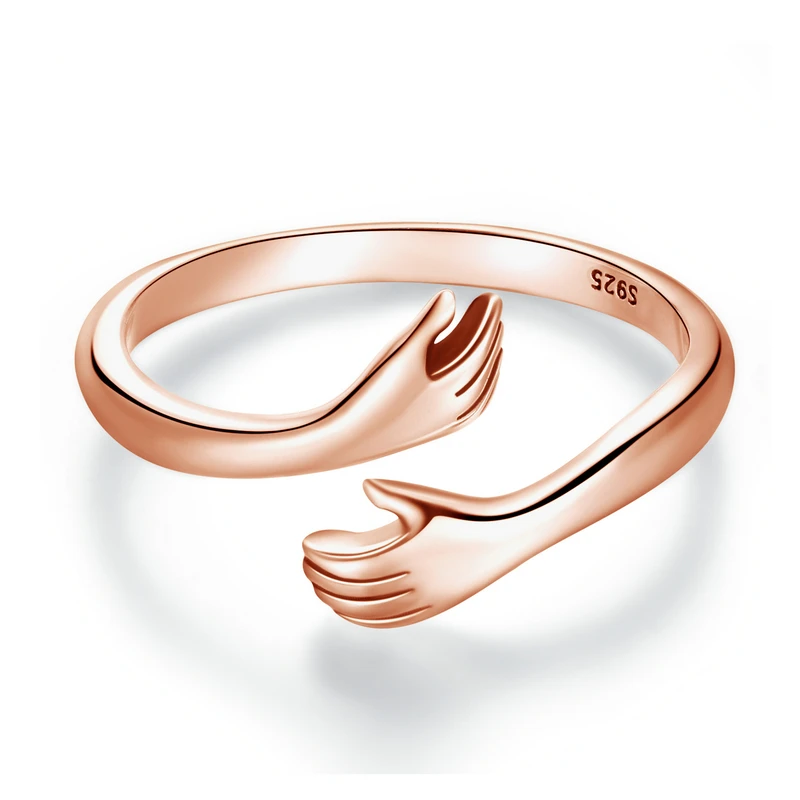 Women's 925 Sterling Silver Hug Hands Ring