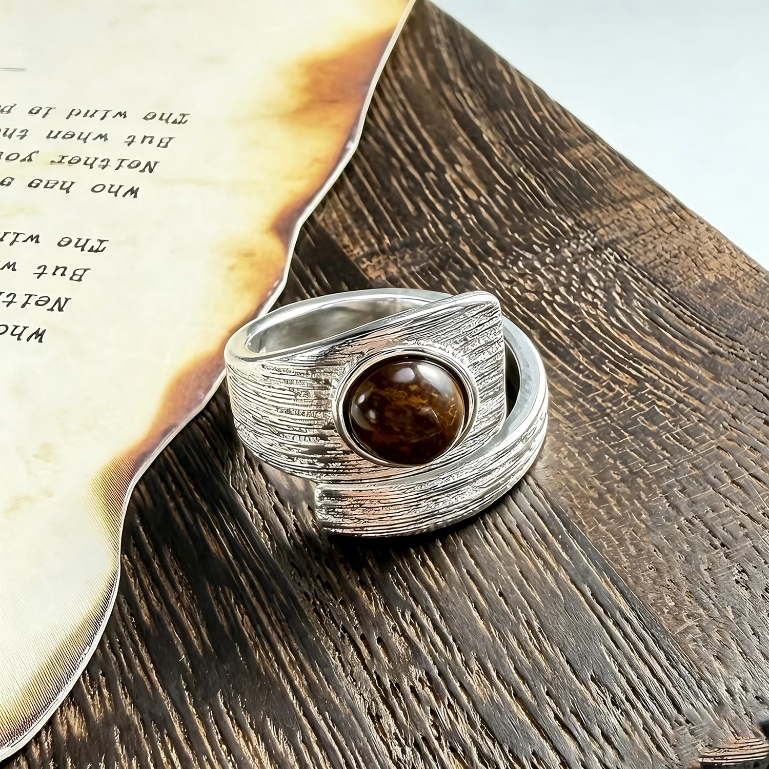 PANJBJ Echt 925 Sterling Silber Retro Runde Ring Für 2 Rigns Frauen Kette Vintage Edlen Schmuck Minimalistischen Zubehör Geschenk