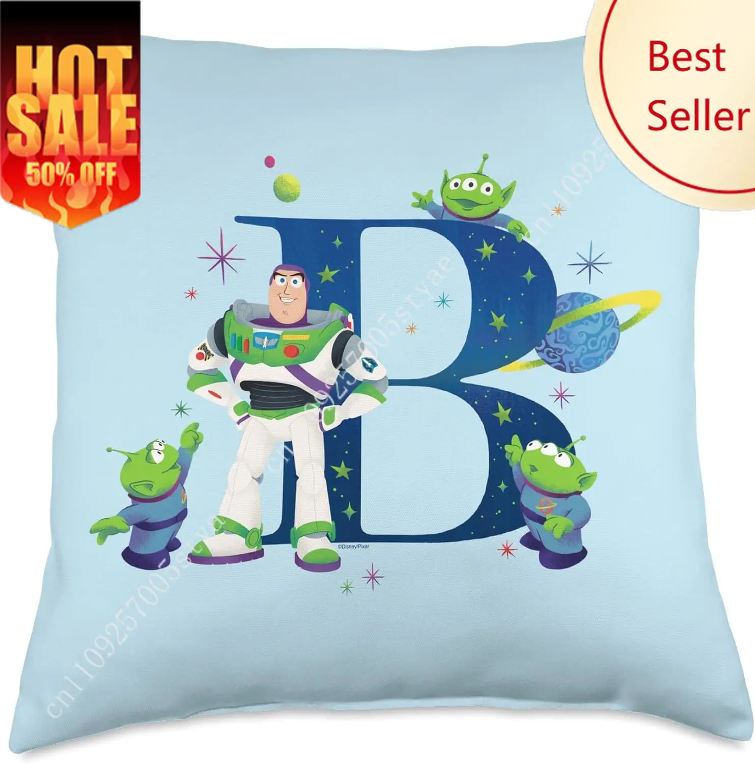 

Pixar Alphabet Monogram Letter B Buzz Lightyear Pillowcase Disney Cartoon Decoration Party Boy Girl Gifts Pillow Case Cover