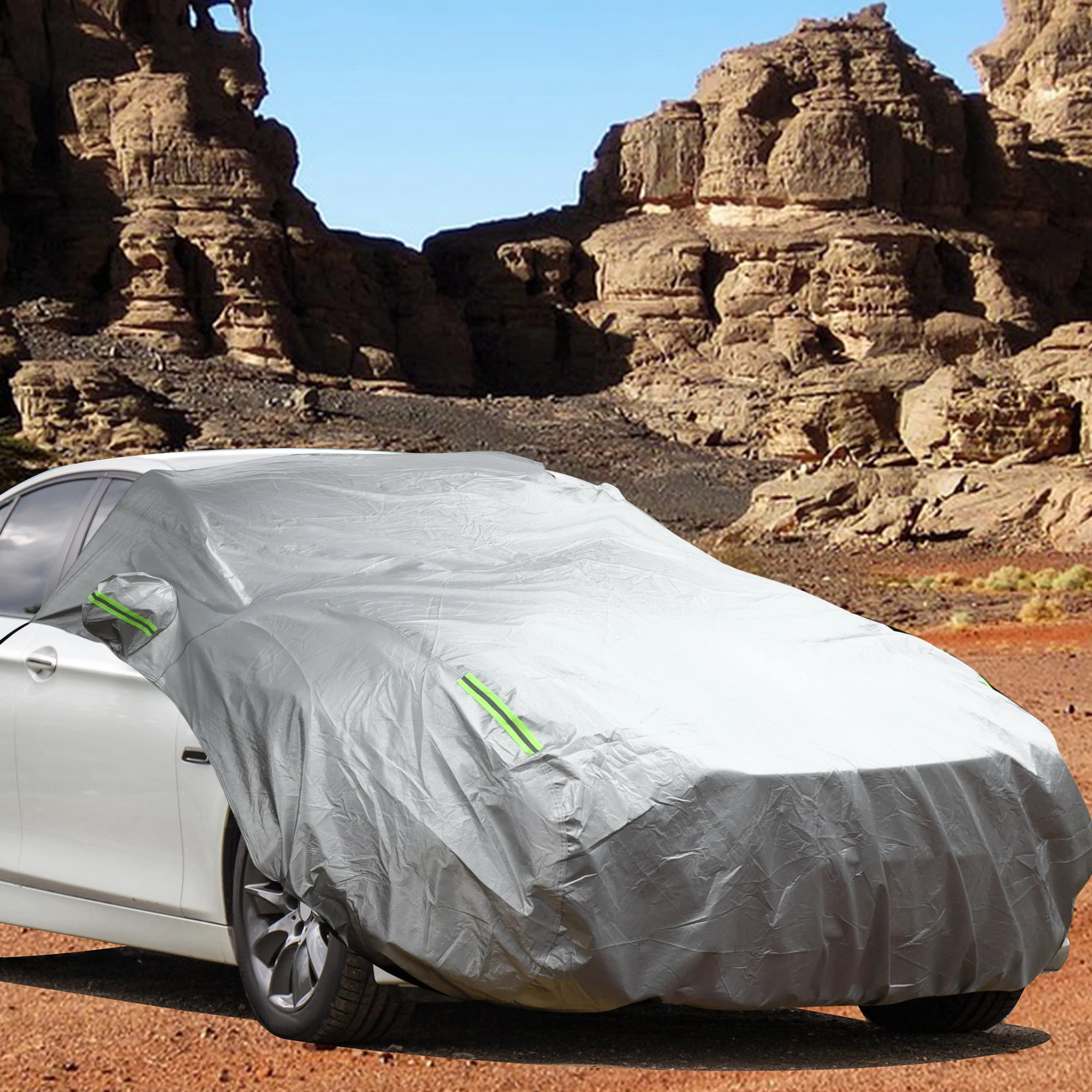 

Uxcell Car Windshield Cover Half Car Cover Top with Reflective Straps for Ice and Snow for Most Cars Silver Tone 103.94" X 47.24"