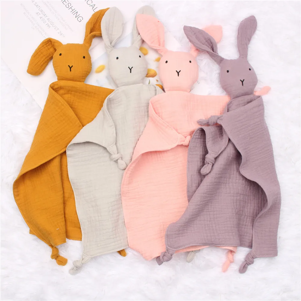 Baby Cotton Towel Baby Sleep Doll Rabbit Spit Towel Children\'s Blanket Multicolor