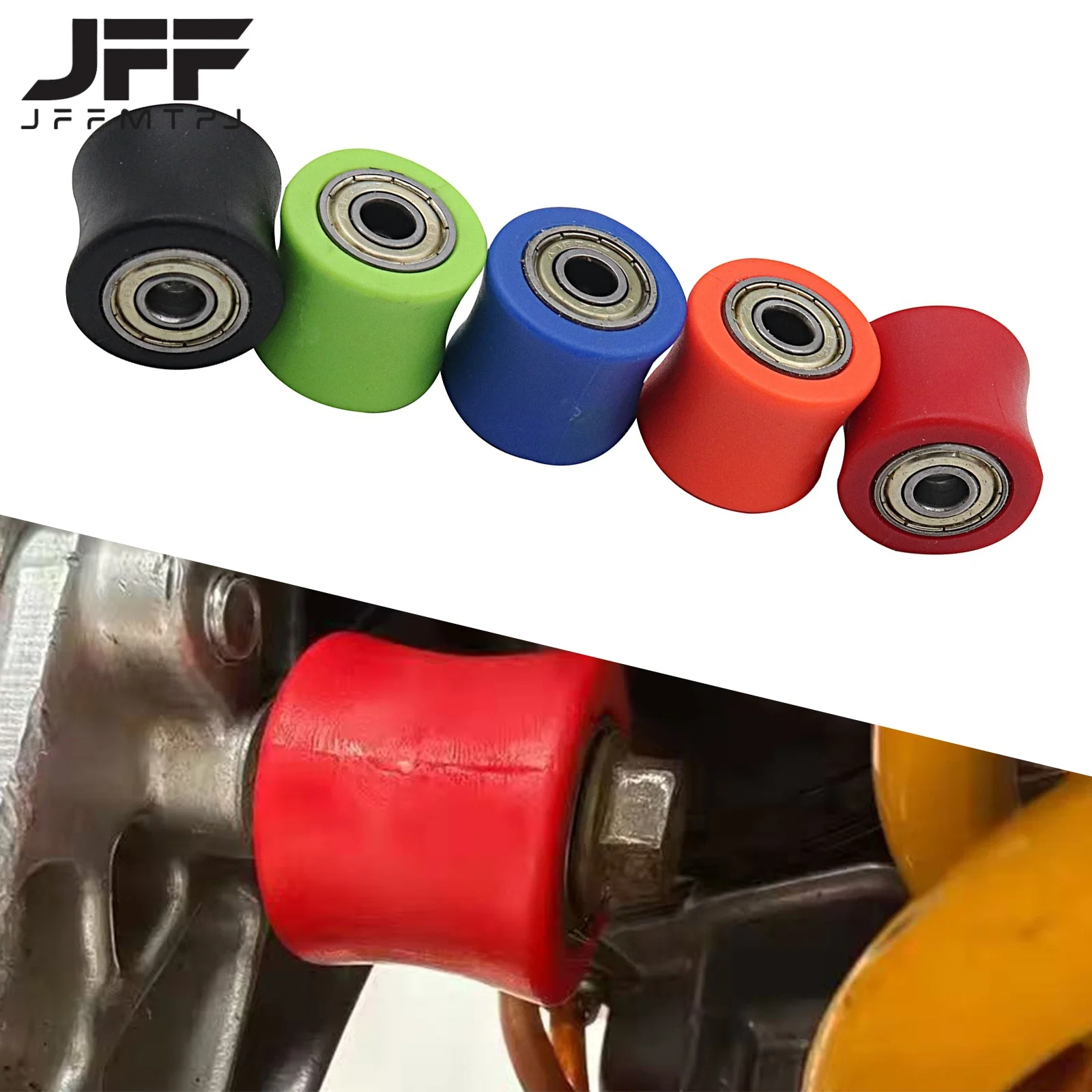Off road motorcycle beach bike modification chain tension wheel guide chain wheel rolling wheel 8/10mm flat concave type