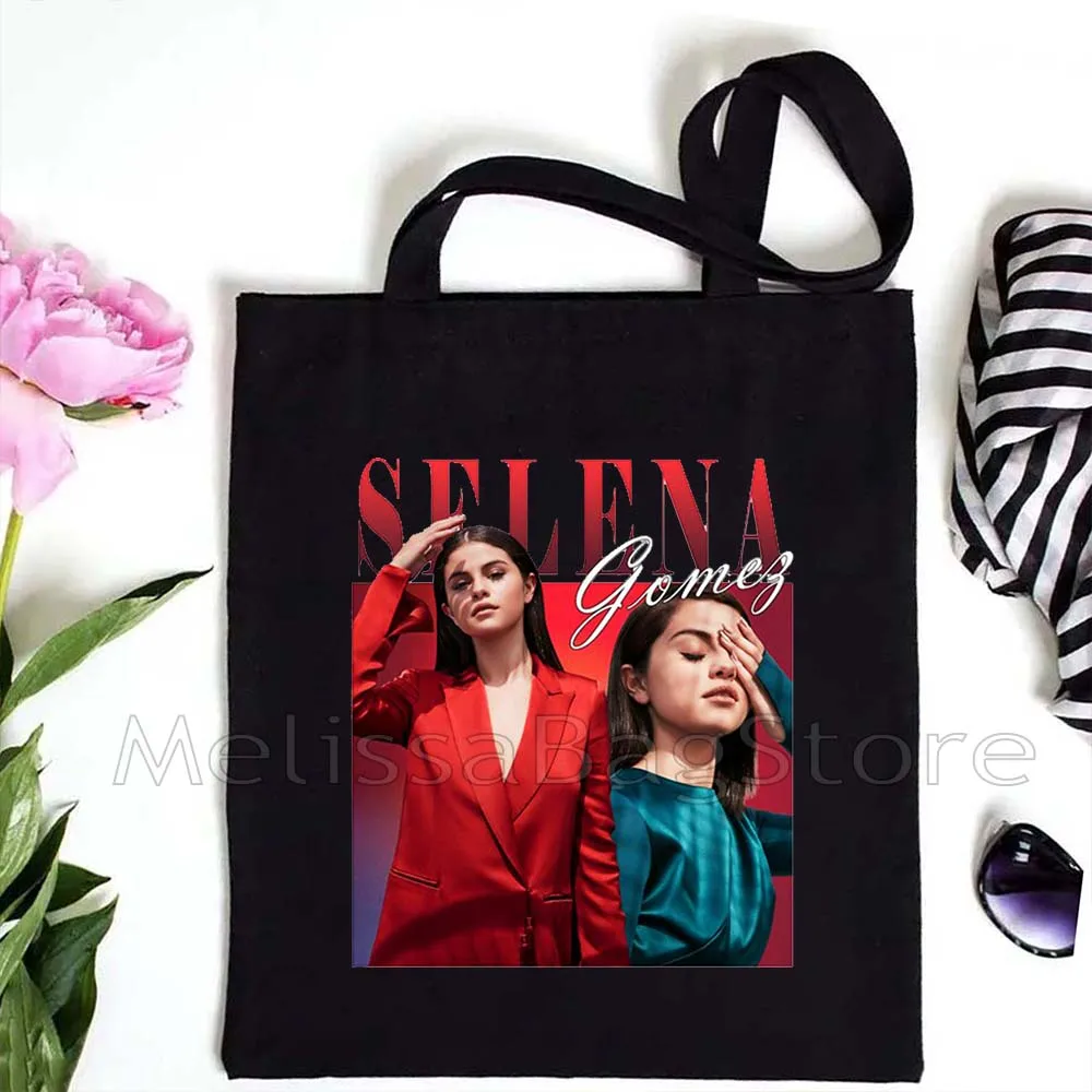 Wunderschönes Selena-Porträt, niedliches Musik-Sänger-Poster, Fan-Geschenke, Canvas-Einkaufstasche, Baumwoll-Einkaufstasche, Shopper, Baumwollhandtasche