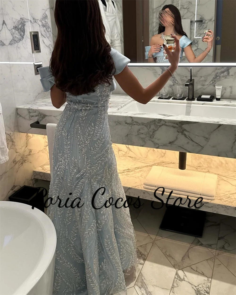 Precioso vestido de noche de sirena para mujer, encaje con cuello cuadrado, lentejuelas, empalme de tul, Espalda descubierta, largo hasta el suelo, vestidos de graduación